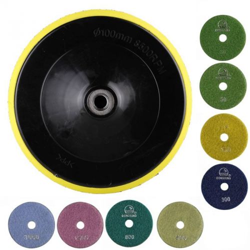 4 inch Diamond Polishing pads 9 Piece Set Granite Marble Concrete Stone Wet/Dry