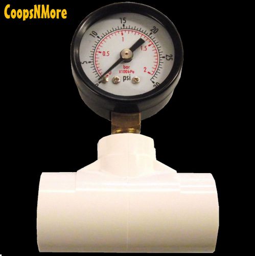 IN LINE GAUGE 0 to 30 PSI &amp; 1/2&#034; PVC TEE CUPS &amp; NIPPLE POULTRY CHICKEN REGULATOR