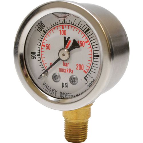 Valley grade a stem mount 1 1/2in glycerin filled gauge-0-3000 psi #0140gxb3000 for sale