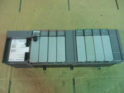 ALLEN-BRADLEY SLC500 10 SLOT RACK W/ 8 CARDS #63321D CAT NO:1746-A10 SER.B USED