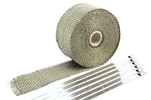 Swi parts 2&#034;x25&#039; lava titanium pipe insulation wrap heat exhaust wrap w/6 for sale