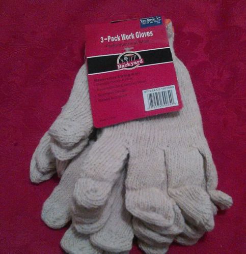 BACKYARD WORK GLOVES  3-PACK, PVC  STRING KNIT - DURABLE &amp; REVERSIBLE