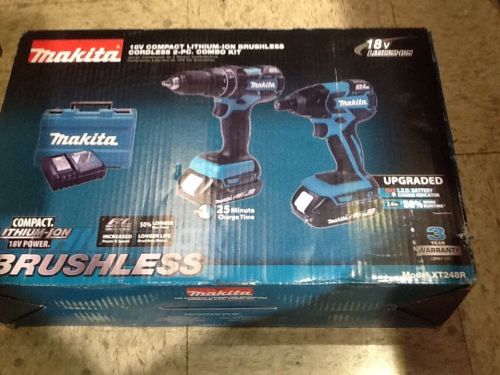 New! Makita 18V LXT Li-Ion Compact Brushless Cordless 2-PC Combo Kit XT248R