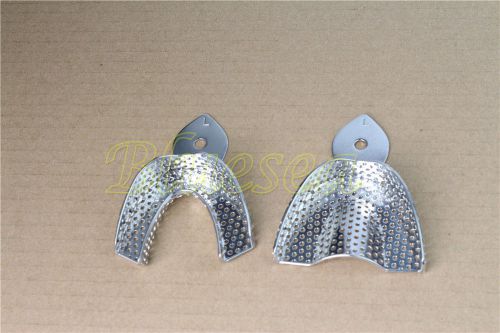 2pcs/set dental autoclavable metal impression trays stainless steel upper lower for sale