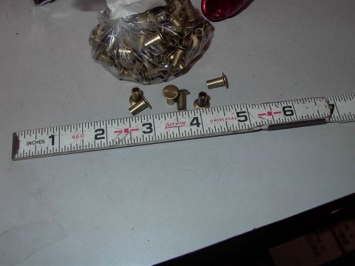 LOT OF 6 OZ / 100 + OF BRASS TUBULAR RIVETS 7/16&#034; X 1/8&#034; X 5/16&#034; HEAD