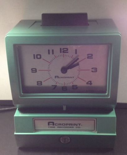 Acroprint Time Recorder Clock Manual Punch Industrual Office Vtg Working 125NR4