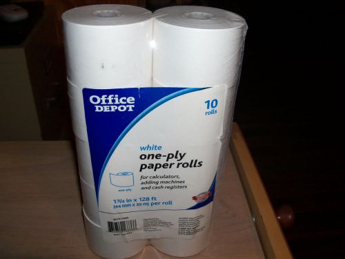 Office Depot 1-Ply Paper Roll Cash Register 1 3/4&#034;x128&#039; 10pk White 109-044