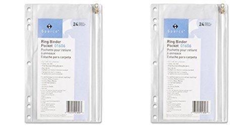 Sparco SPR01606 - Vinyl Ring Binder Pocket, 9-1/2x6, Clear, 2 Packs