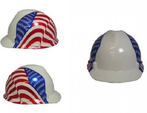 Msa v-guard with dual american flag on both sides - patriotic hard hat for sale