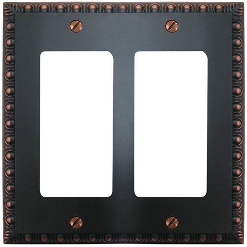 Amerelle Amertac 90RRVB Egg &amp; Dart Aged Bronze Cast Wall Plate, 2 Rocker