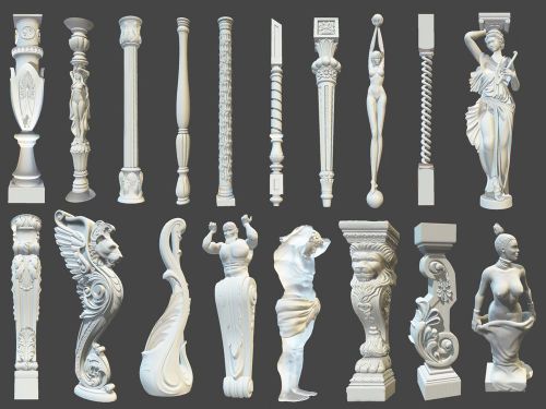 18 STL 3d Models for CNC Router Engraver Machine Relief Artcam #baluster pack