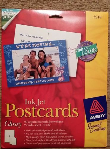 2 new packs,one opened pack Avery 3248 Ink Jet Postcards 20 Cards &amp; Envelopes