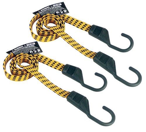 Keeper 06104 Ultra 48&#034; Black/Yellow Flat Bungee Cord 2 Pack