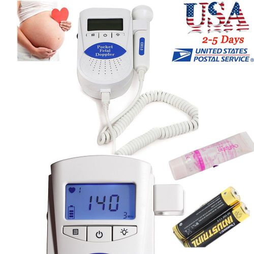 Accurate Handheld Fetal Doppler 3MHz LCD Backlight Monitor Free Gel+ Batteries