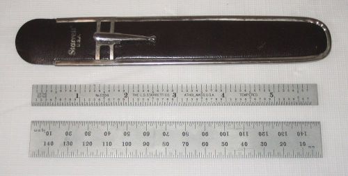 Vintage starrett no. c635e &amp; no. c334 6&#034; tempered steel rulers + pocket sleeve for sale