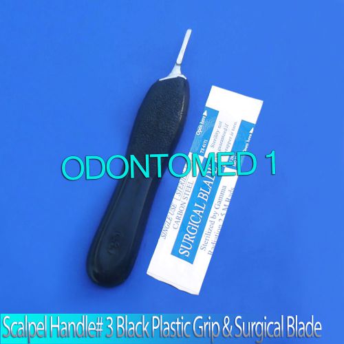 Scalpel Handle# 3 Black Plastic Grip &amp;10 Surgical Blade#12 Dental Instrument