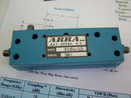 Directional Coupler 50W 0.5 - 1GHz 10dBm ARRA 2164-10