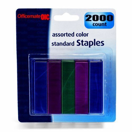 Officemate Color Standard Staples, 2000 in Pack, Assorted Colors 91937