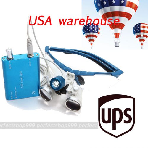 USA Dental Loupes 3.5X 420mm Surgical Medical Binocular + LED Head Light Lamp