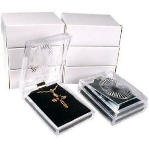 6 Earring Pendant Clear Crystal Boxes Displays