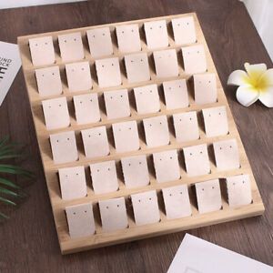 Bamboo Tray Earrings Display Stand Jewelry Expositor Ear Studs Holder Beige