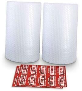 Bubble Cushioning Wrap Roll 2 Pack 3/16&#034; Air Bubble 12 Inch x 74 Feet Total,