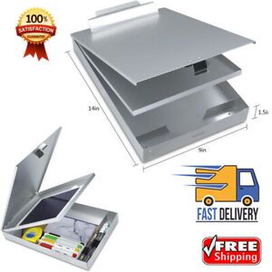 GDMetal Clipboard Case With Storage Box Aluminum Snapak Form Holder Self-Locking