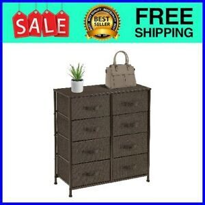 Dresser with 8 Drawers- Brown- 31.50 x 11.75 x 32.12 Inches (L x W x H)