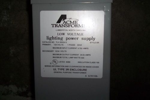 Acme 1ph transformer cat# tlv-50024-s for sale