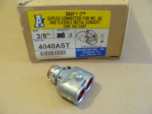 13 NEW ARLINGTON 4040AST 3/8&#034; DOUBLE BARREL FLEX CONDUIT SNAP 2 IT CONNECTORS