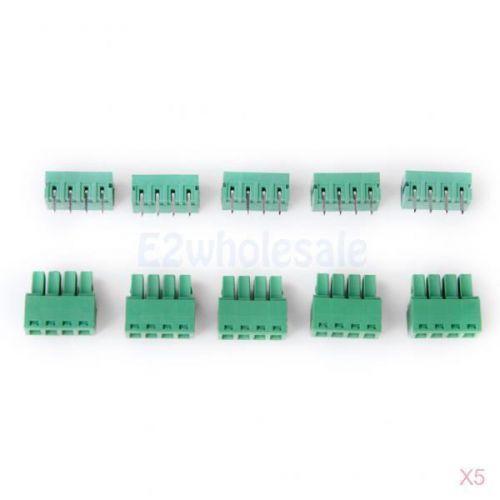 5x 5Pcs 4 Pin Screw Terminal Block Connector PCB Mount DT 300V 8A + 5 Sockets