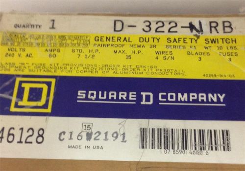 Square d d322nrb 60 amp safety switch/disconnect for sale