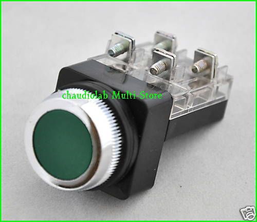 2x New Flat Momentary Pushbutton Switch NO+NC  GREEN #44698