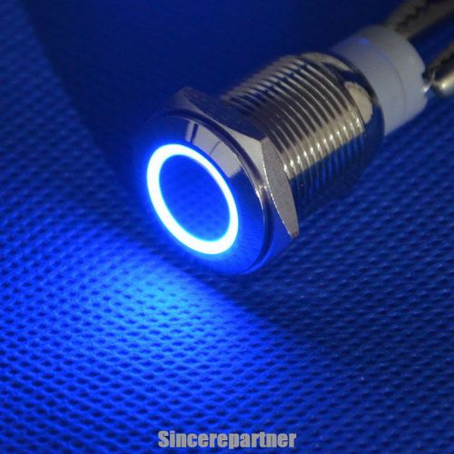 16mm blue led circle momentary push button switch DC 12V Angel Eye car 5pins