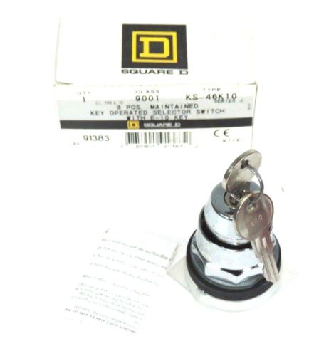 NIB SQUARE D CLASS 9001 TYPE KS-46K10 SELECTOR SWITCH WITH E-10 KEY 9001-KS46K10