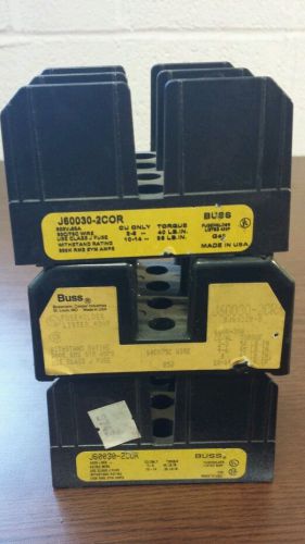 Lot of 3 Buss J60030-2COR 600V 30A Fuse Block Holder