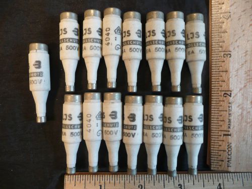 Lot of 15, 6 amp 500v  LJS bottle fuses.