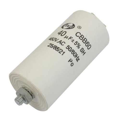 NEW CBB60 AC 450V 50/60Hz 40uF 8mm Thread Non Polar Polypropylene Film Capacitor