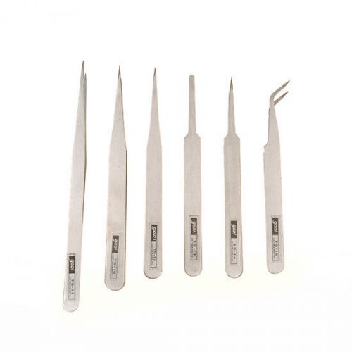 Jt22 new anti-static stainless steel standard tweezers maintenance tool 6pcs/set for sale