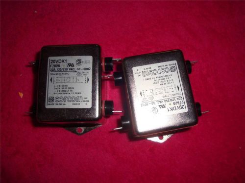 LOT OF 2 CORCOM 20VDK1 EMI LINE FILTER 50-60HZ