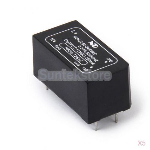 5xIsolated Power Module Input AC 85-264V/ DC 100-370V to Output DC 12V Converter