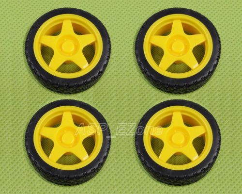 4pcs Small Smart Car Model Robot Plastic Tire Wheel 66mm x 26mm