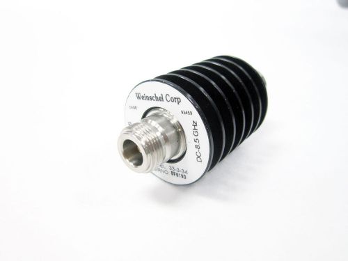 Weinschel aeroflex 33-3-34 coaxial attenuator 8.5 ghz 25w 3 db for sale