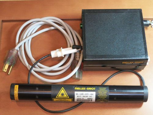 MELLES GRIOT HeNe LASER 05-LHR-073-434 2mW+ and 05-LPL-340-045 Power Supply