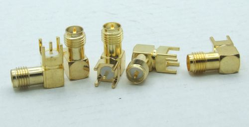 5PCS Copper RP-SMA female plug center right angle solder PCB mount RF connector