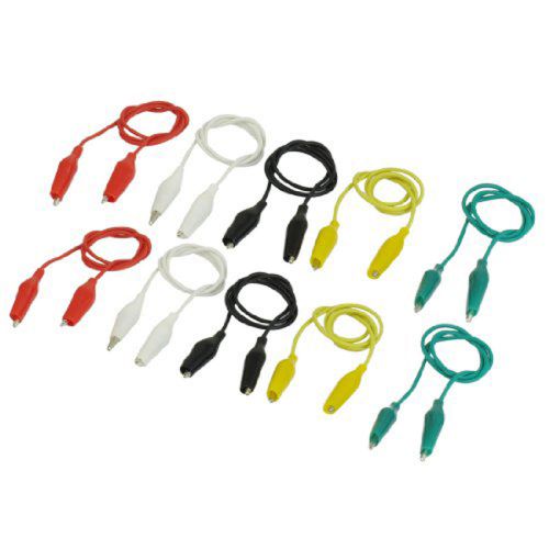 10 pcs 5-color double ended alligator clips test lead jumper wire 48cm 1.6 ft gf for sale