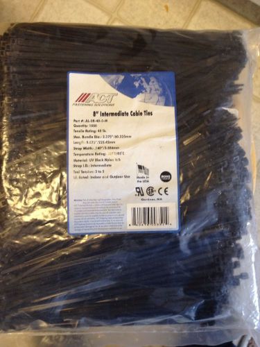 1000 NEW 8&#034; BLACK WIRE CABLE ZIP TIES NYLON TIE WRAPS 40 Lb Strength