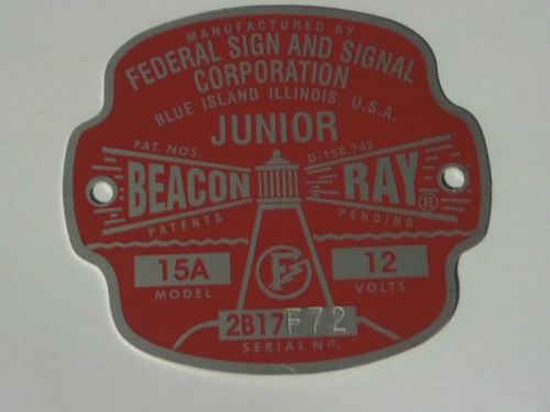 Federal sign and signal model 15a junior beacon ray replacement badge for sale