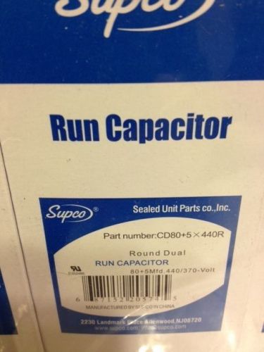 Five (5) - Round Dual Run Capacitor, 80 + 5 Mfd., 440 / 370 Volt, - Lot of 5 -