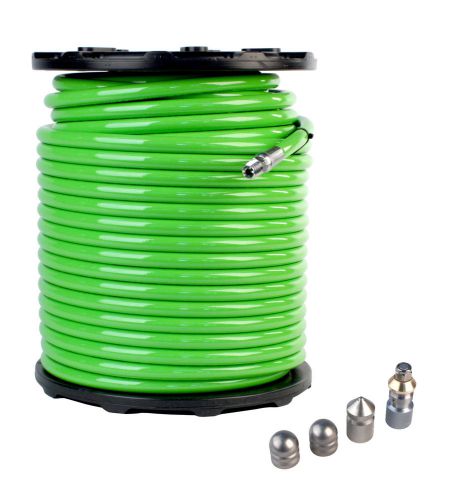 Sewer Jetter Hose &amp; 4 Nozzles 1/2&#034;x 300&#039; 16.0 Thruster Flusher Degreaser Spinner